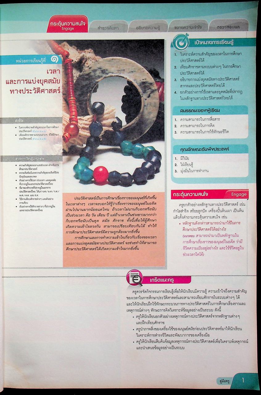 คู่มือครู หนังสือเรียน รายวิชาพื้นฐาน ประวัติศาสตร์ ชั้นมัธยมศึกษาปีที่ ๑