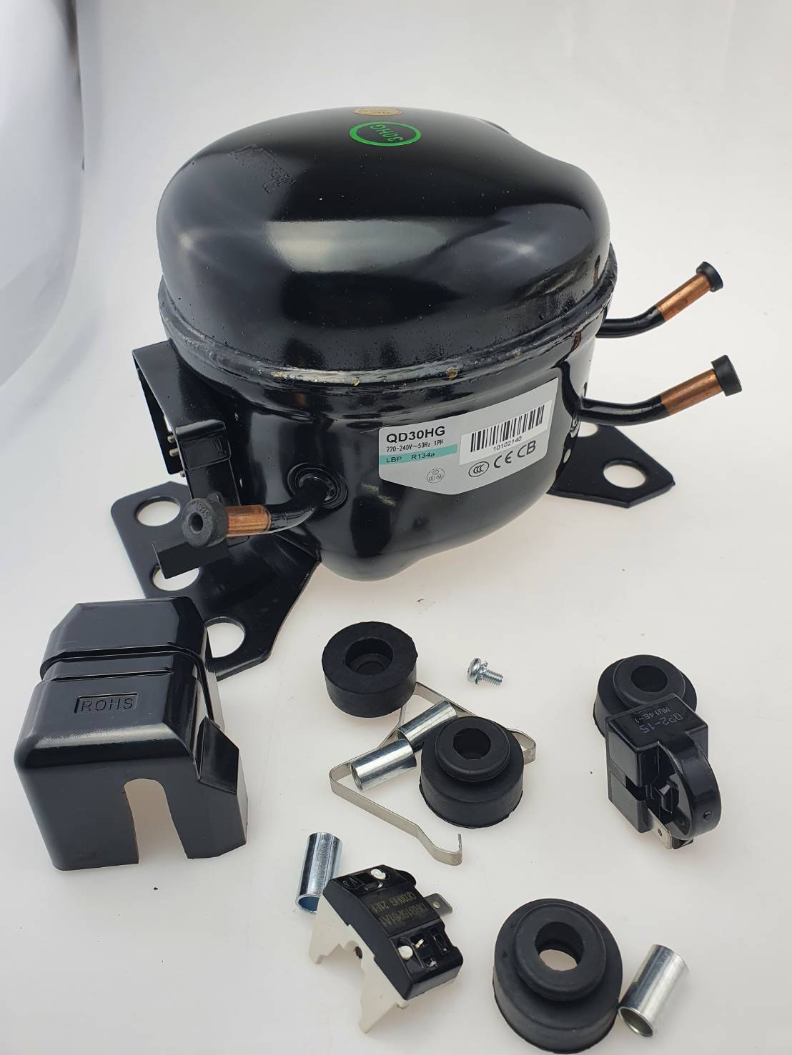 QD30HG คอมเพรสเชอร์ 1/12 แรงม้า R134a LBP สำหรับตู้แช่ ตู้เย็น Compressor ของใหม่ พร้อมอุปกรณ์ ดีเลย์ โอเวอร์โหลด