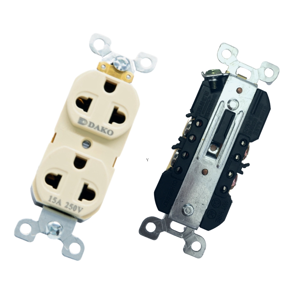 "DAKO PLUG" N-270TI ปลั๊กตัวเมียช่องคู่เเบบฝัง สีงาช้าง