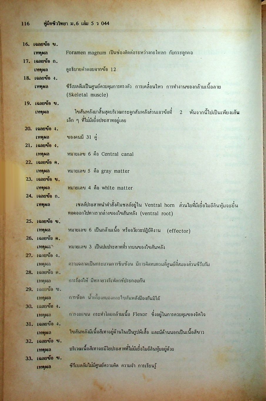 คู่มือเตรียมสอบ ชีววิทยา ม.6 เล่ม 5 ว 044