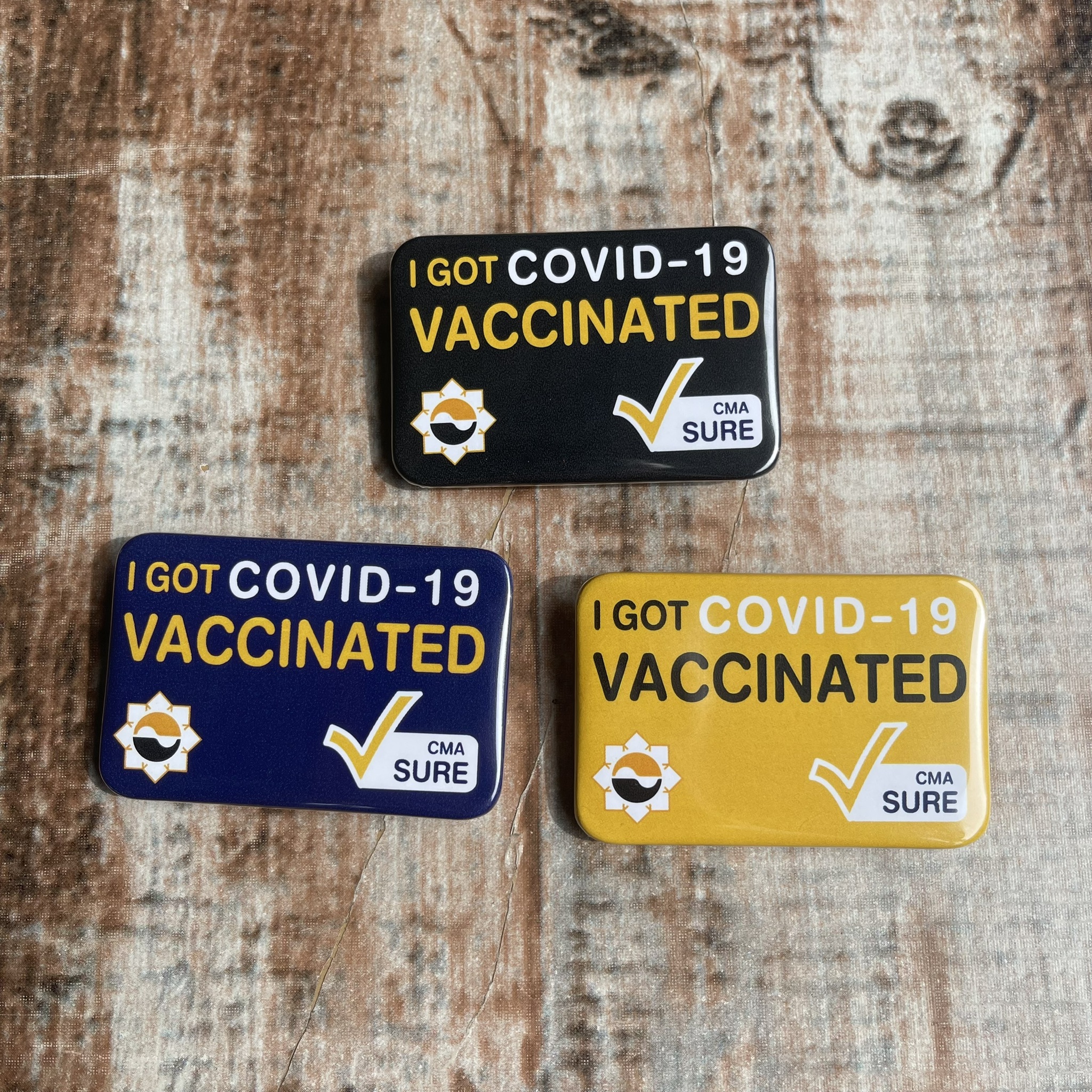  Badge VACCINATED เข็มกลัดฉีดวัคซีนแล้ว