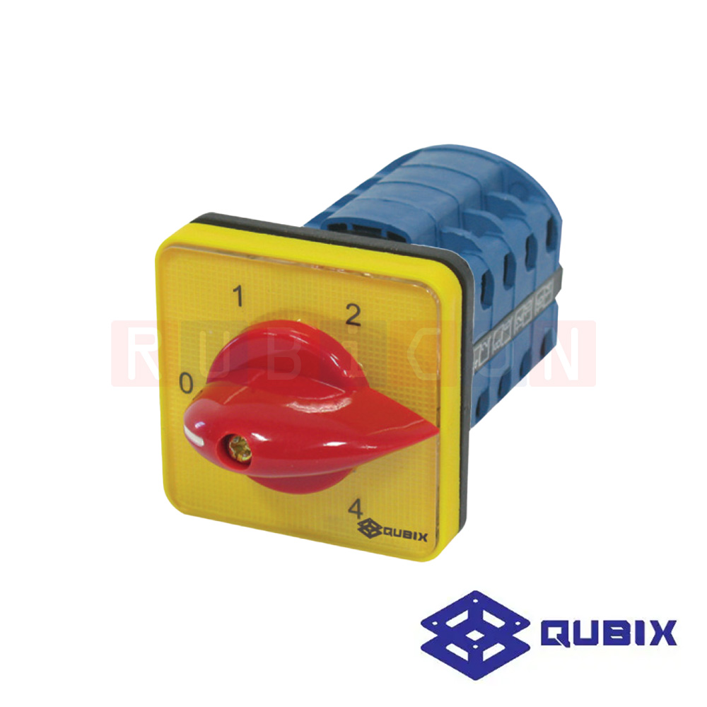 QUBIX SA16-4/61081-B03 สวิตช์มัลติสเต็ป แบบมีตำแหน่งปิด 2P 16A 3kW / 5.5kW ขนาด 48×48มม. (MULTI-STEP SWITCH WITH OFF 2POLE)