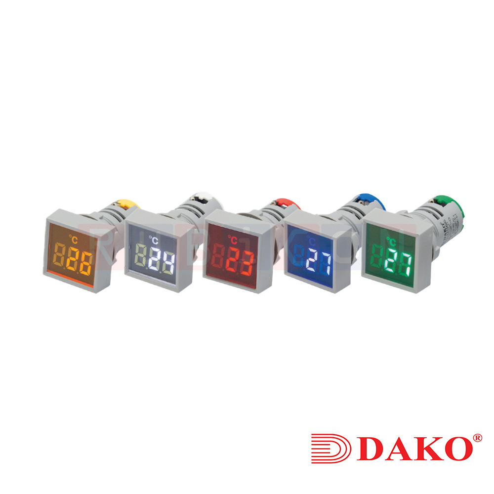 "DAKO" AD22-22TMMS-R ไพล็อตแลมป์ มิเตอร์วัดอุณหภูมิผิวสัมผัส แบบเหลี่ยม 22 มม. สีแดง (RED) (SURFACE TEMPERATURE INDICATOR)