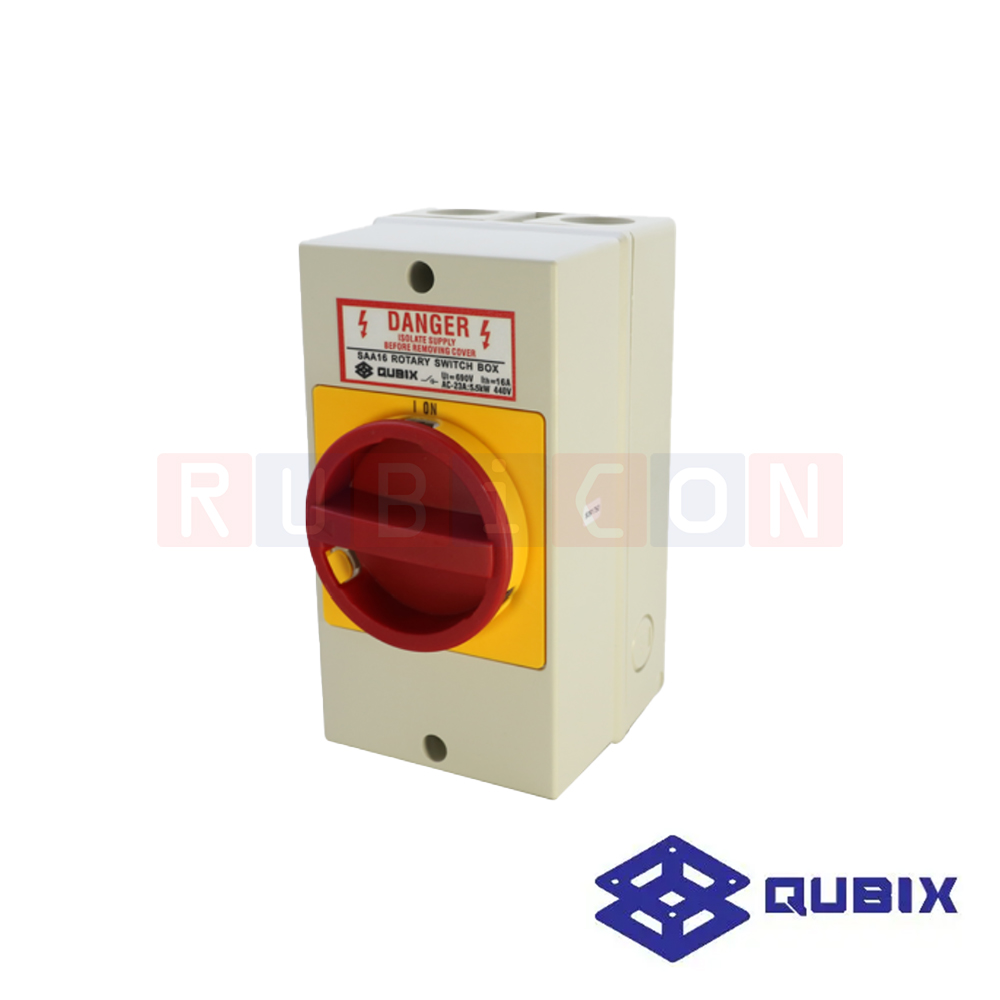 QUBIX SAA16-300011 โรตารี่ สวิตช์พร้อมกล่อง 3P 16A 3kW / 5.5kW (ROTARY SWITCHES SAA-SERIES WITH PADLOCK)