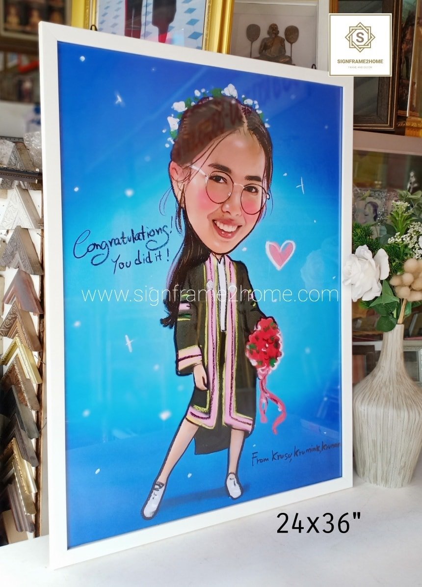 กรอบขาวเรียบ1" ใส่ภาพขนาด 24x36"