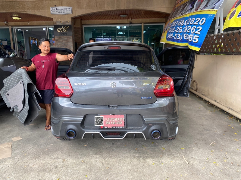 พรมปูพื้นรถยนต์ Suzuki Swift 2022 สีเทาด้ายเทา +ไวนิลเทา