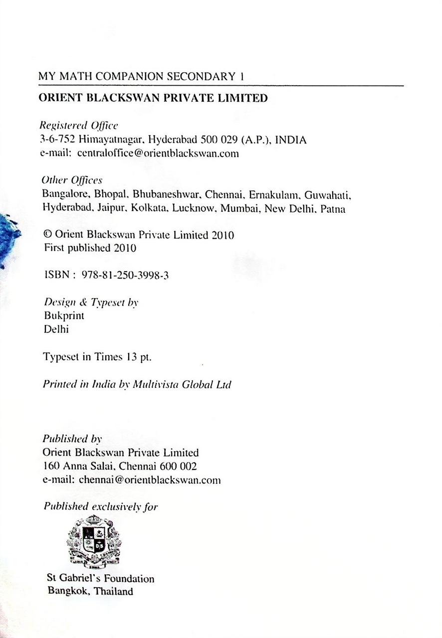 My Math Companion SECONDARY 1