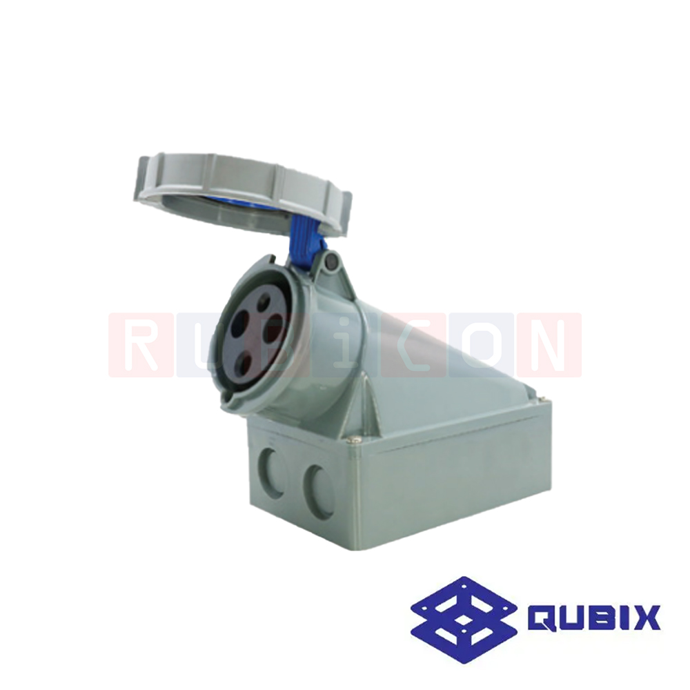QUBIX AJ-1332 ปลั๊กพาวเวอร์ตัวเมียติดลอยกันน้ำ 3 ขา 2P+E 63A 220-240V 6H IP67