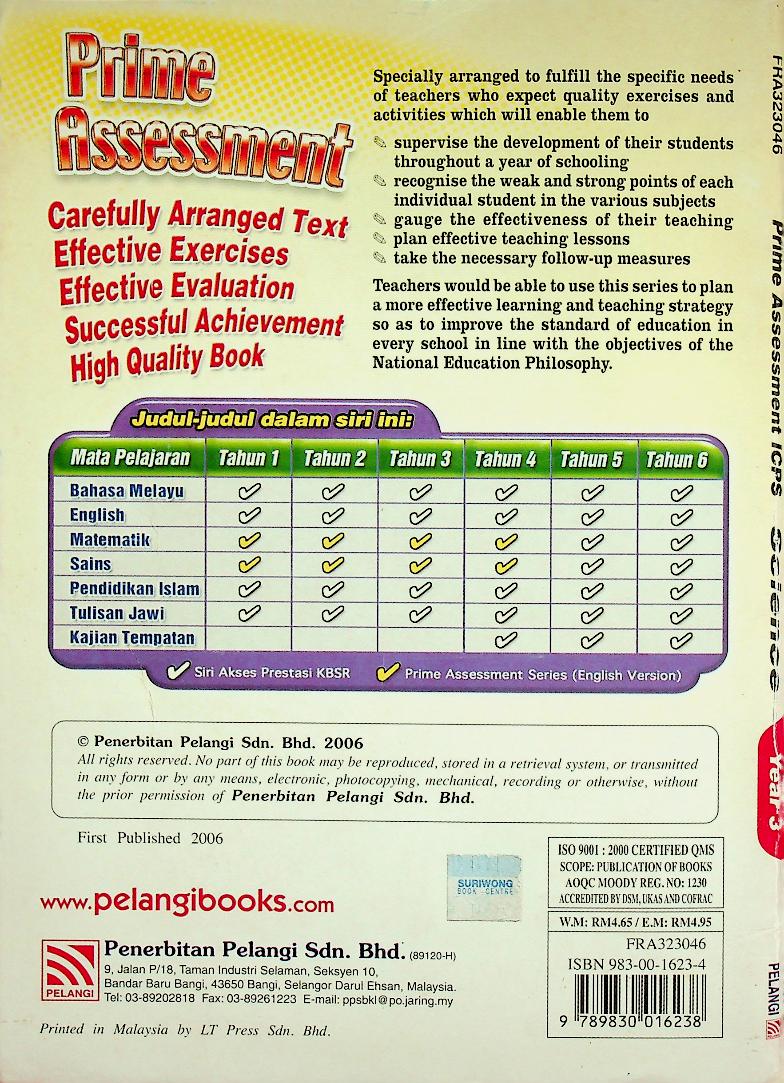 Prime Assessment ICPS SCIENCE Year 3