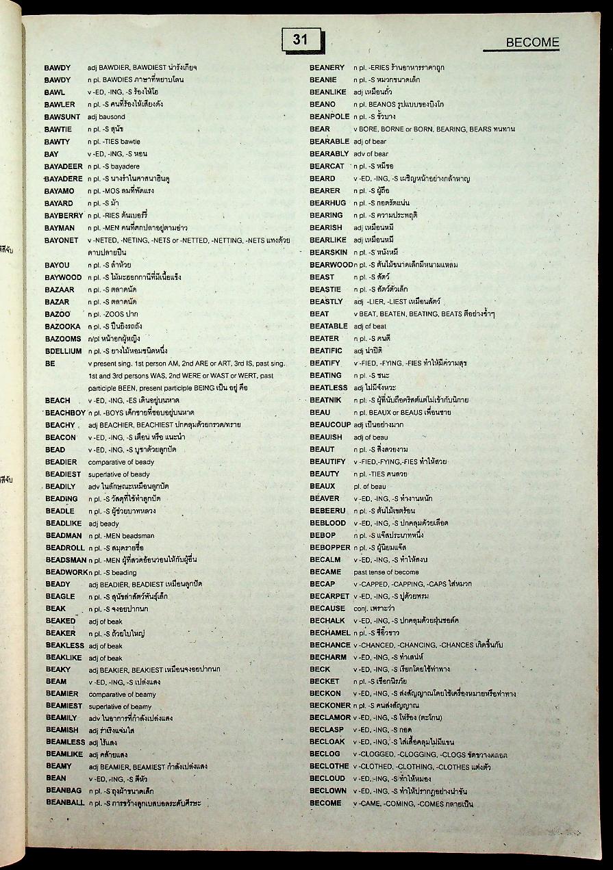 พจนานุกรมครอสเวิร์ดเกม(กีฬาต่อศัพท์ภาษาอังกฤษ) อังกฤษ - ไทย