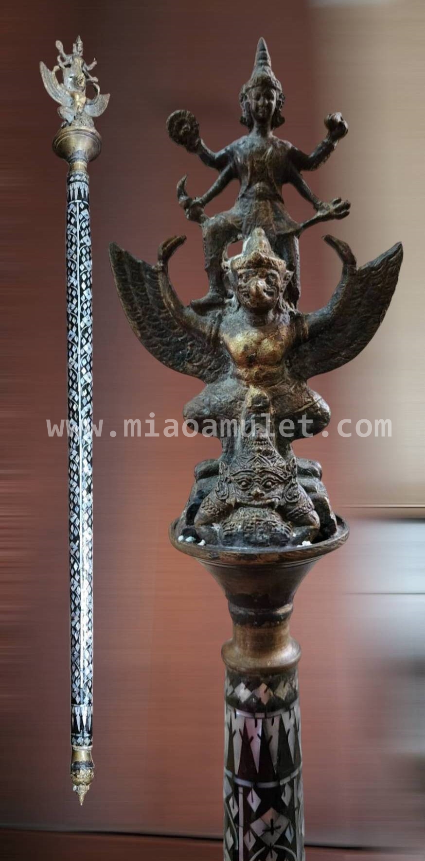 ไม้ครู คฑาวุธ หัวนารายณ์ทรงสุบรรณ(ครุฑ) 24" 权杖 指挥棒 那罗延天王金翅鸟