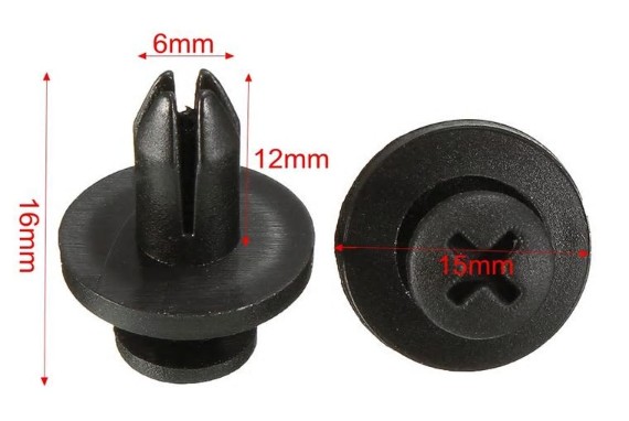 พุกยึด ,กิ๊บพลาสติก สีดำ 6mm Bumper Hood Clip