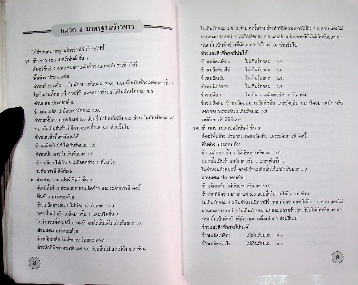 มาตรฐานข้าวไทย Thai Rice Standards และมาตรฐานข้ามหอมมะลิไทย Thai Hom Mali Rice Standards