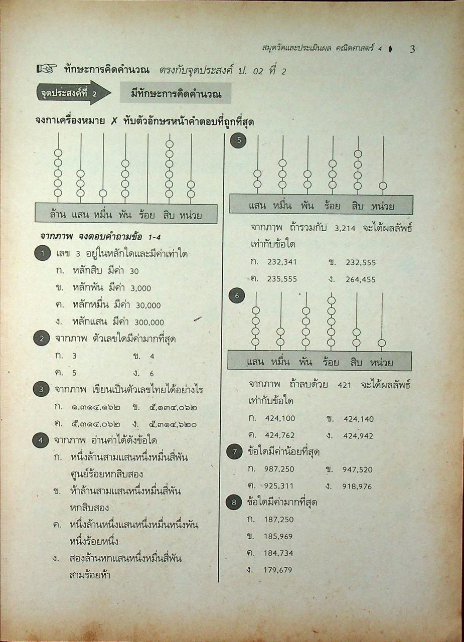 สมุดวัดและประเมินผล ยอดสาระ คณิตศาสตร์ ชั้นประถมศึกษาปีที่ ๔