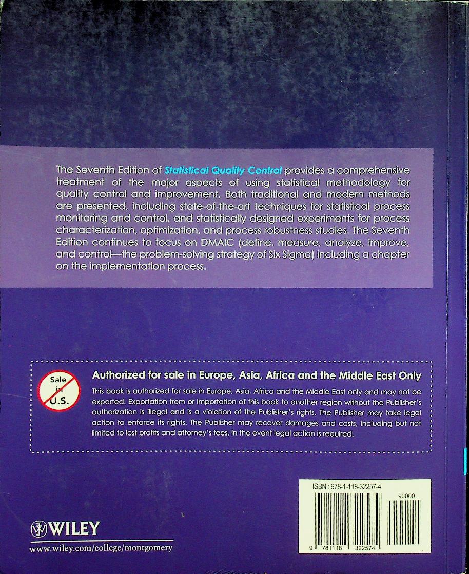 STATISTICAL QUALITY CONTROL : A Modern Introduction