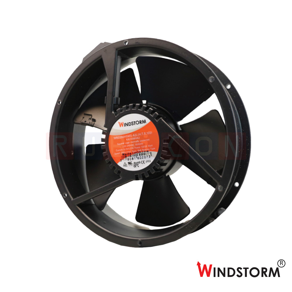"WINDSTORM" WB2206H5MS-A2L-G พัดลมระบายอากาศ แบบลูกปืนกันน้ำ ทนความร้อน 8'' 220-240VAC