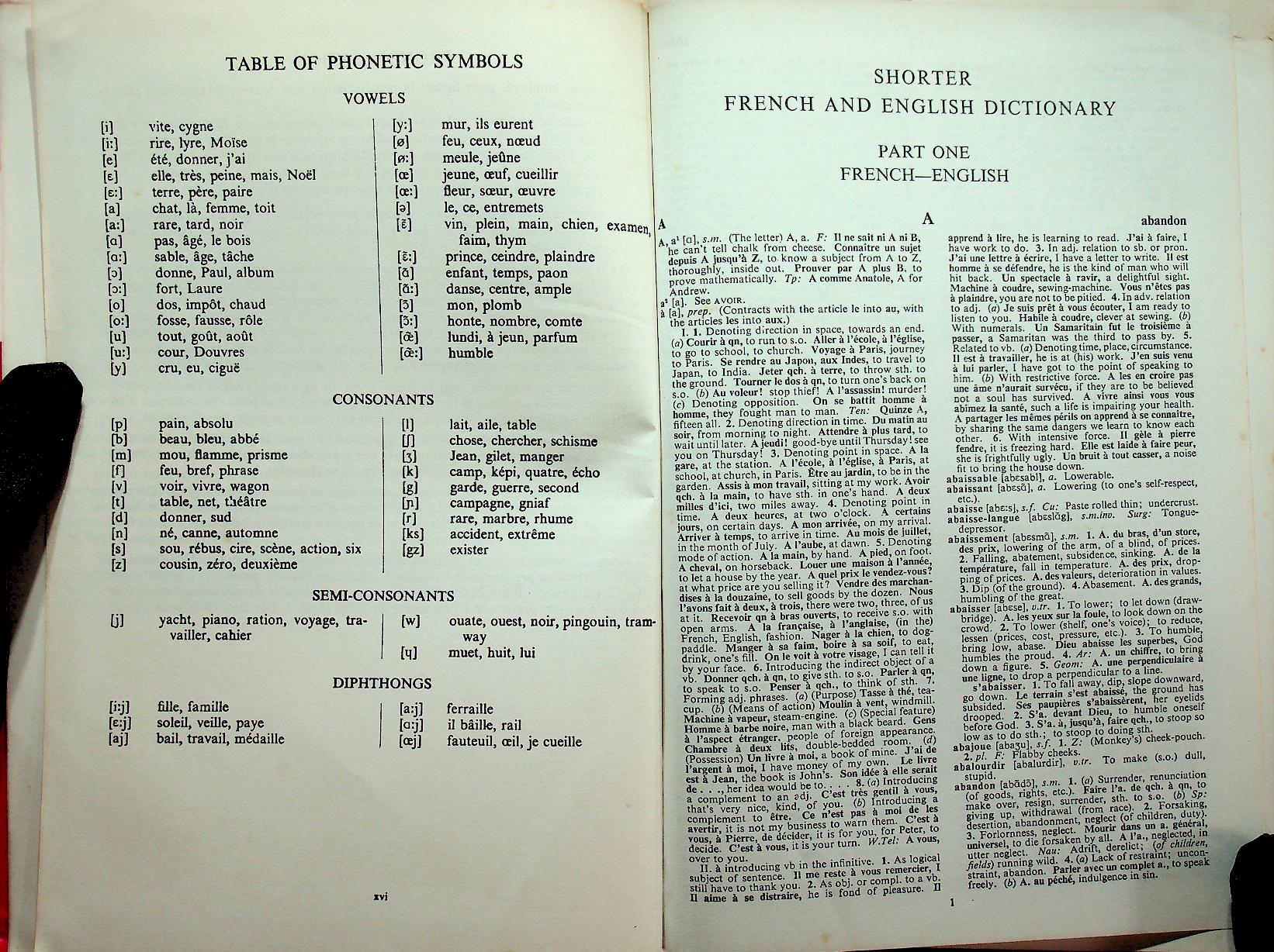 FRENCH AND ENGLISH DICTIONARY