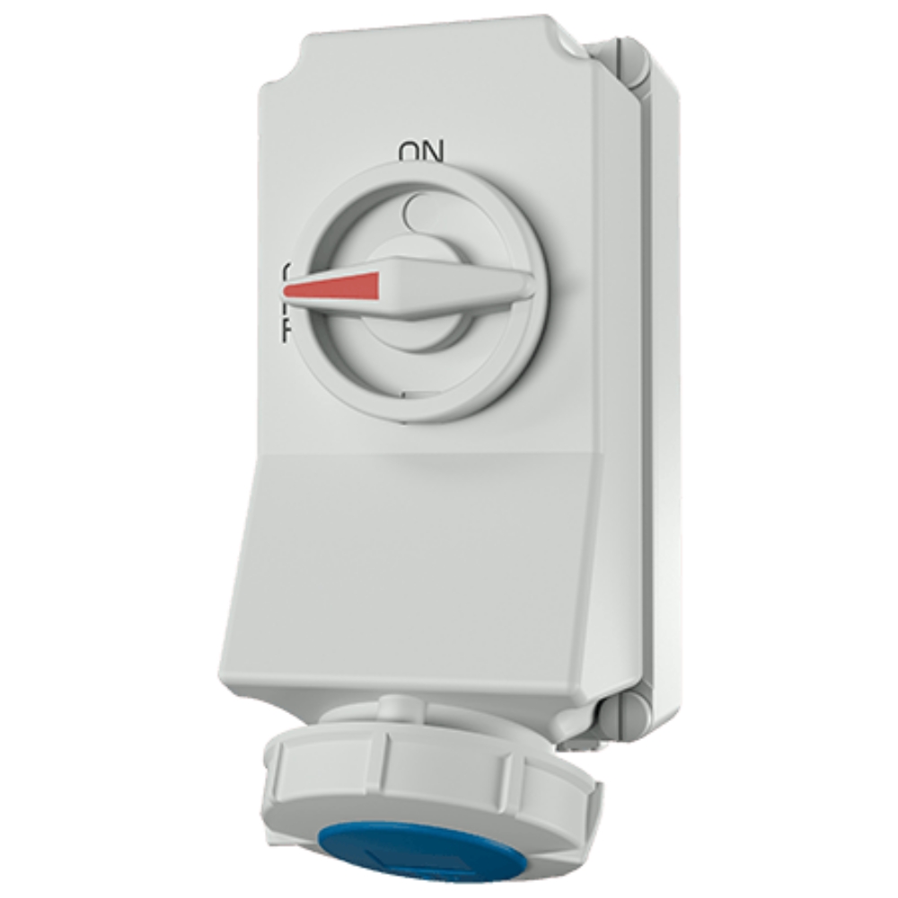 MENNEKES 5793A (รหัสใหม่ 5604306G) ปลั๊กตัวเมียติดผนัง พร้อมสวิทว์และ DUO-Interlock (2P+E) 32A 230V IP67