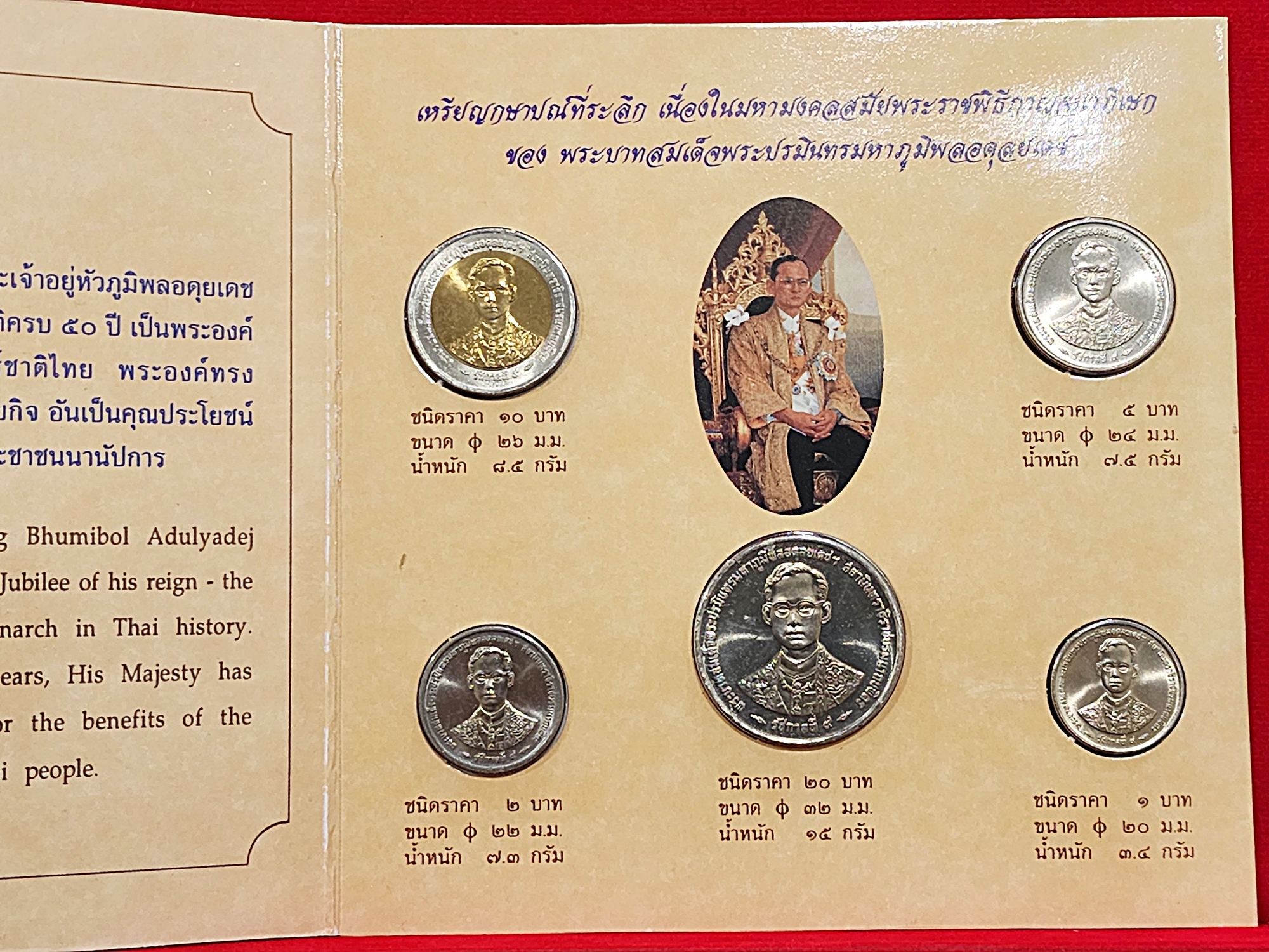 ชุดแผงเหรียญกษาปณ์ที่ระลึก กาญจนาภิเษก ชุด 5 เหรียญ พ.ศ.2539