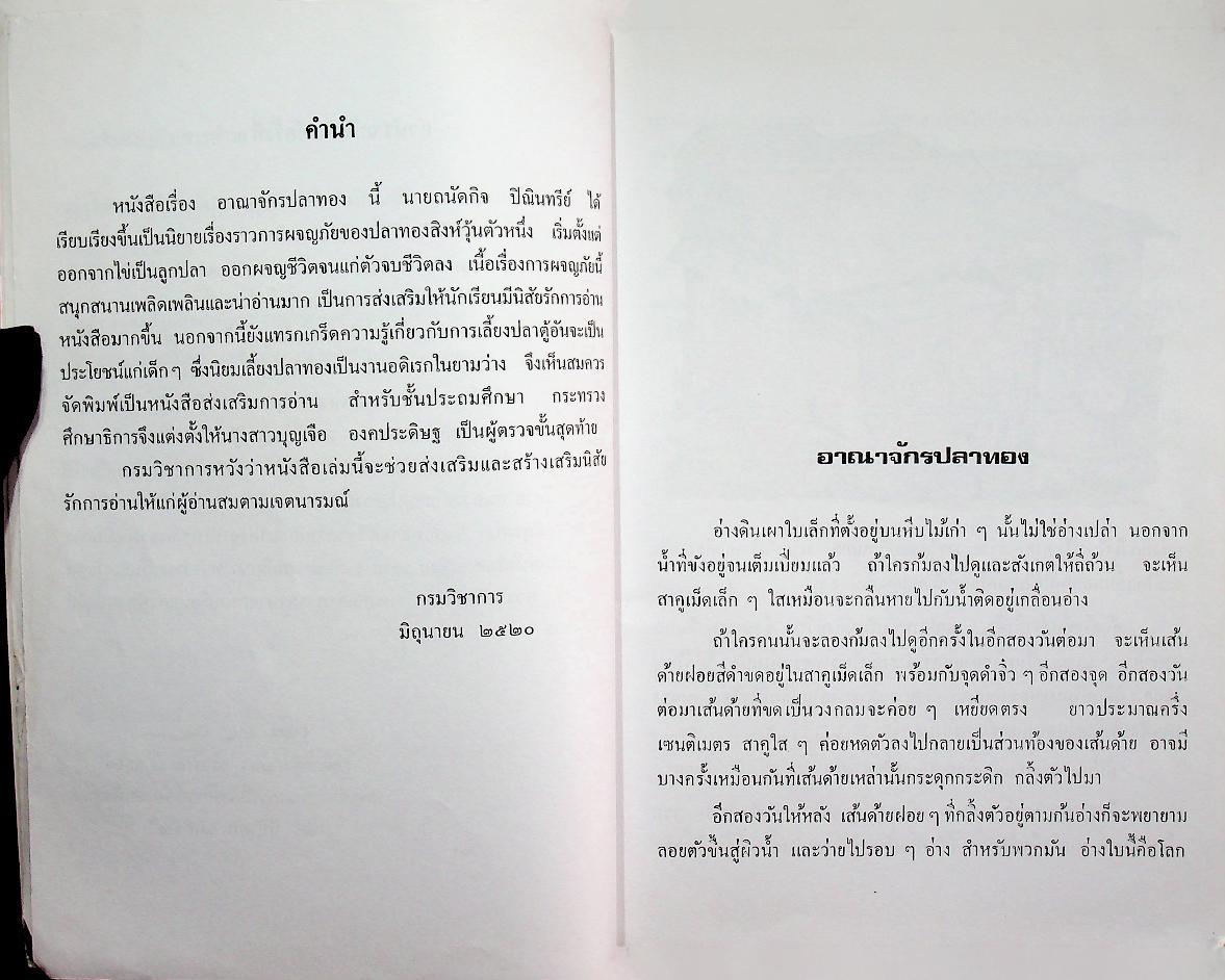 หนังสือส่งเสริมการอ่าน เรื่อง อาณาจักรปลาทอง ระดับประถมศึกษา