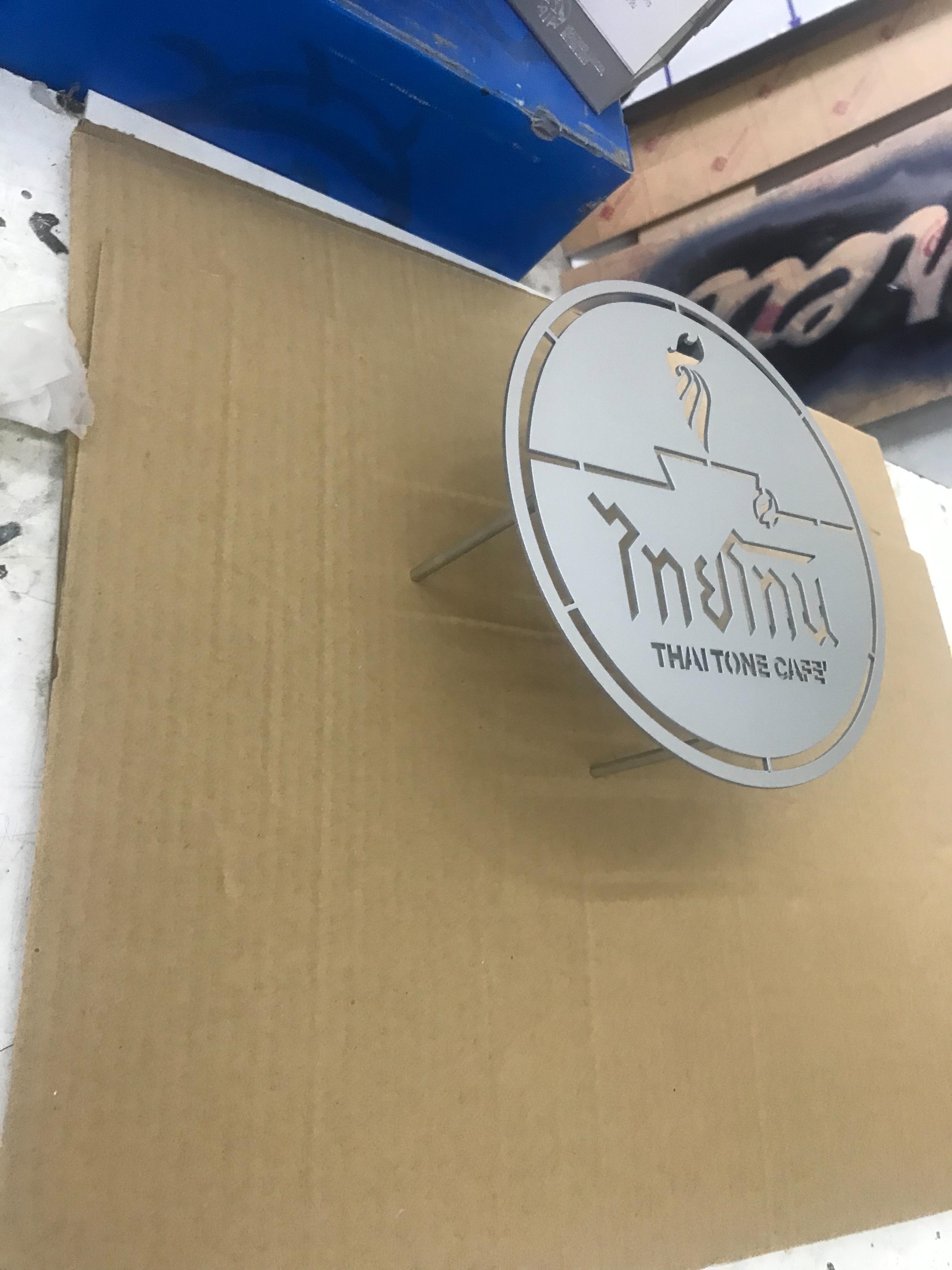 งานป้ายวินเทจ งานเลเซอร์เหล็กไฟออกหลัง งานไทยโทน THAI TONE CAFE'