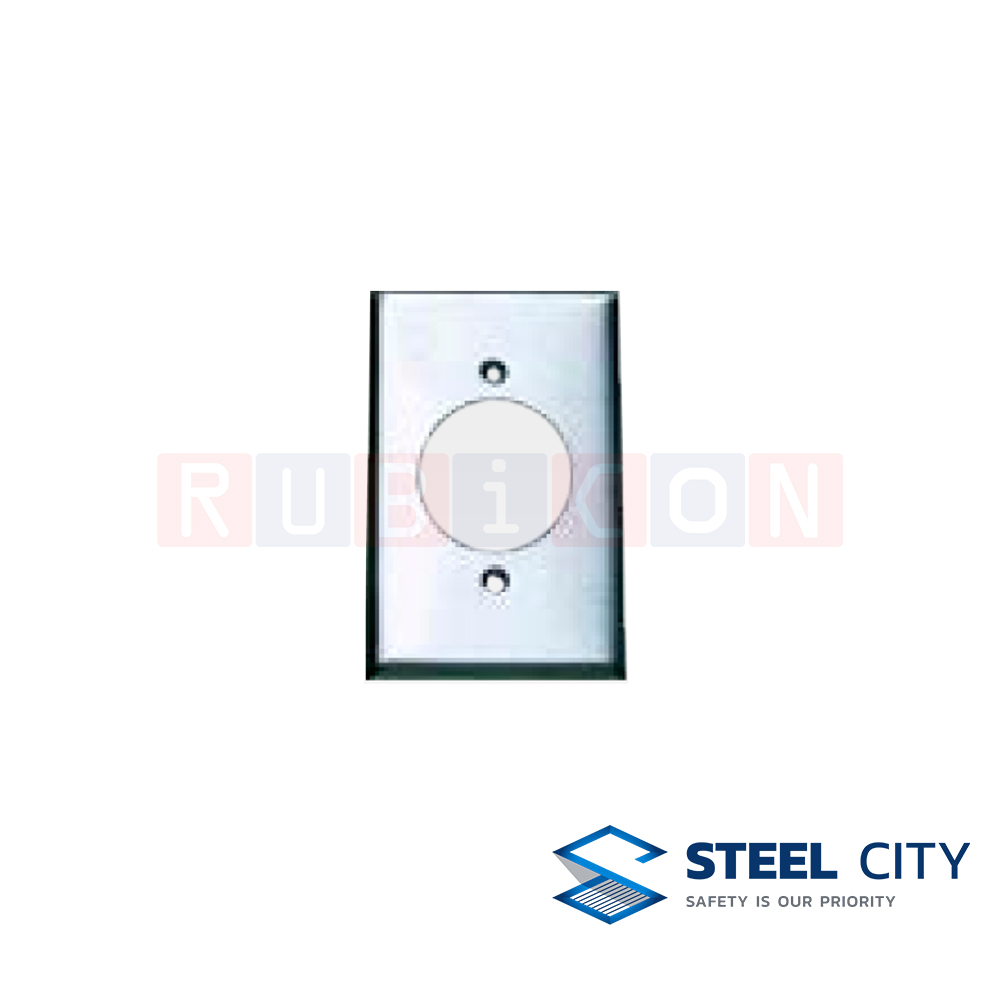STEEL CITY FY16 ฝาปิด เอฟ.เอส.บ๊อกซ์ ซิงเกิ้ล แก๊งค์ สังกะสี แบบปลั๊กกลาง (F.S. COVER PLATES SINGLE GANG)