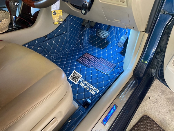 พรมปูพื้นรถยนต์ 6D Toyota Camry โตโยต้า แคมรี่ 2002 โฉมตาเหยี่ยว สีน้ำเงินด้ายทอง