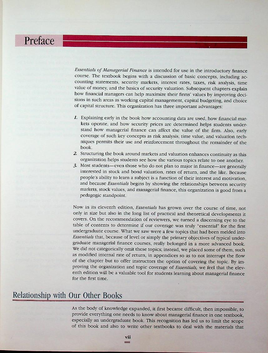 ESSENTIALS OF MANAGERIAL FINANCE