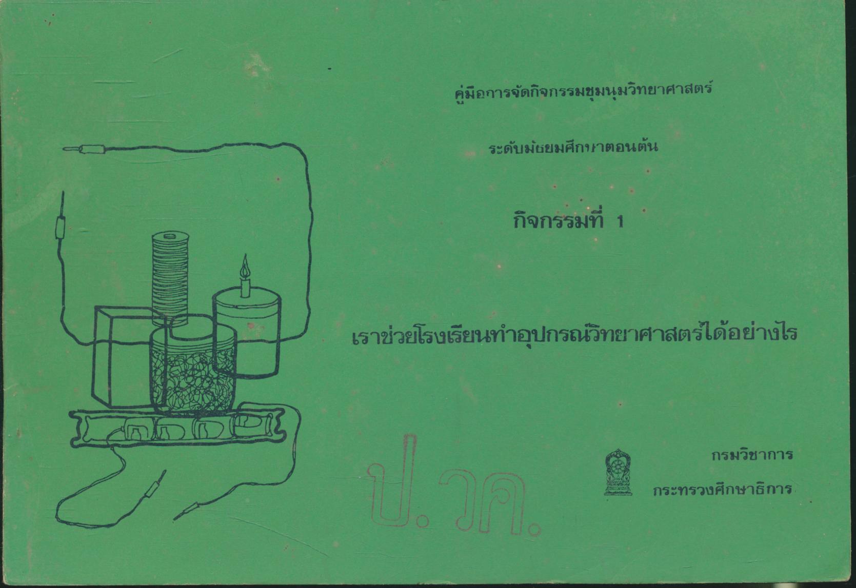 คู่มือการจัดกิจกรรมชุมนุมวิทยาศาสตร์ ระดับมัธยมศึกษาตอนต้น กิจกรรมที่ 1 เราช่วยโรงเรียนทำอุปกรณ์วิทยาศาสตร์ได้อย่างไร