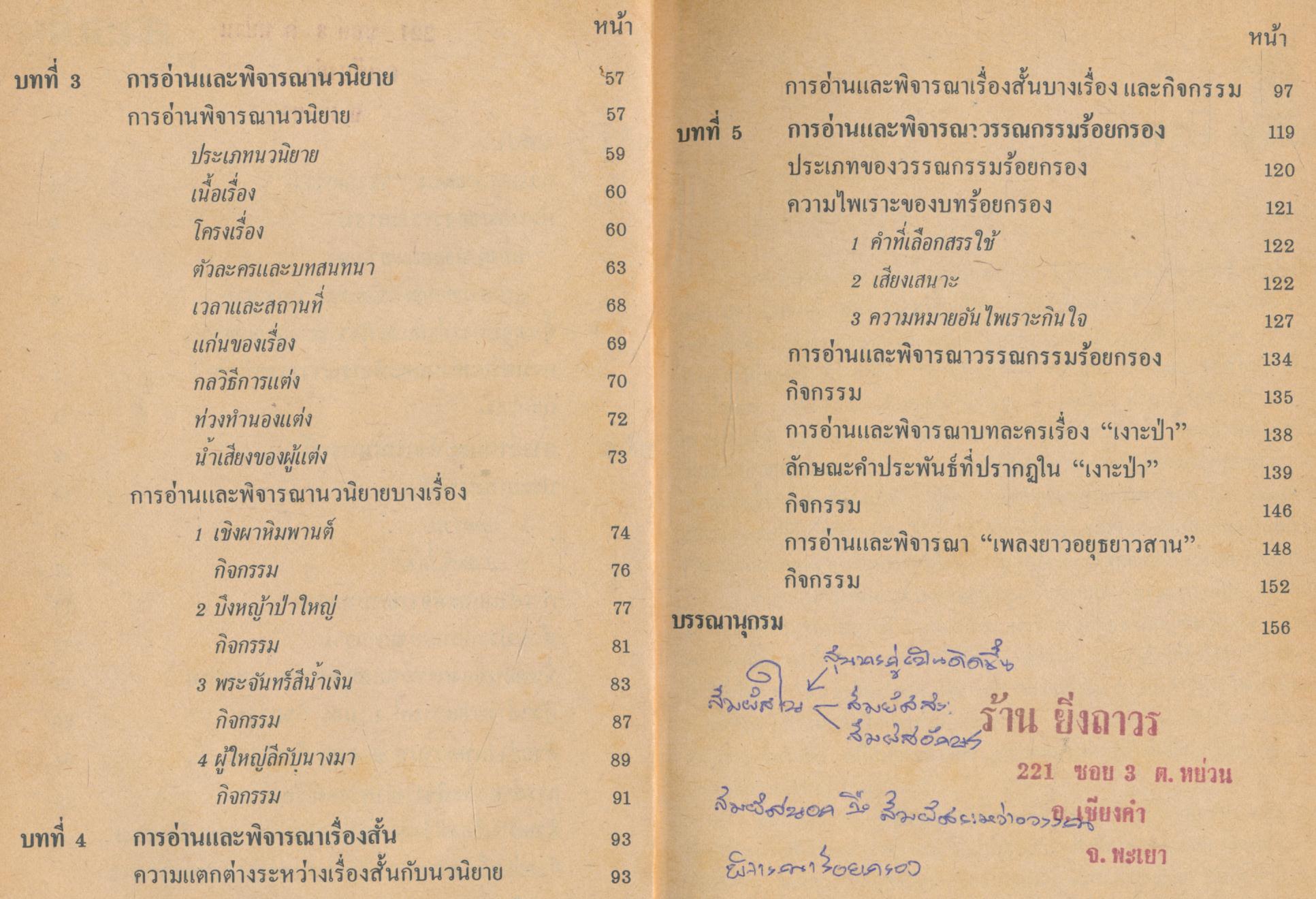 หนังสือเรียน ภาษาไทย การอ่านและพิจารณาวรรณกรรม ท ๐๒๑ หลักสูตรมัธยมศึกษาตอนปลาย พ.ศ.๒๕๒๔