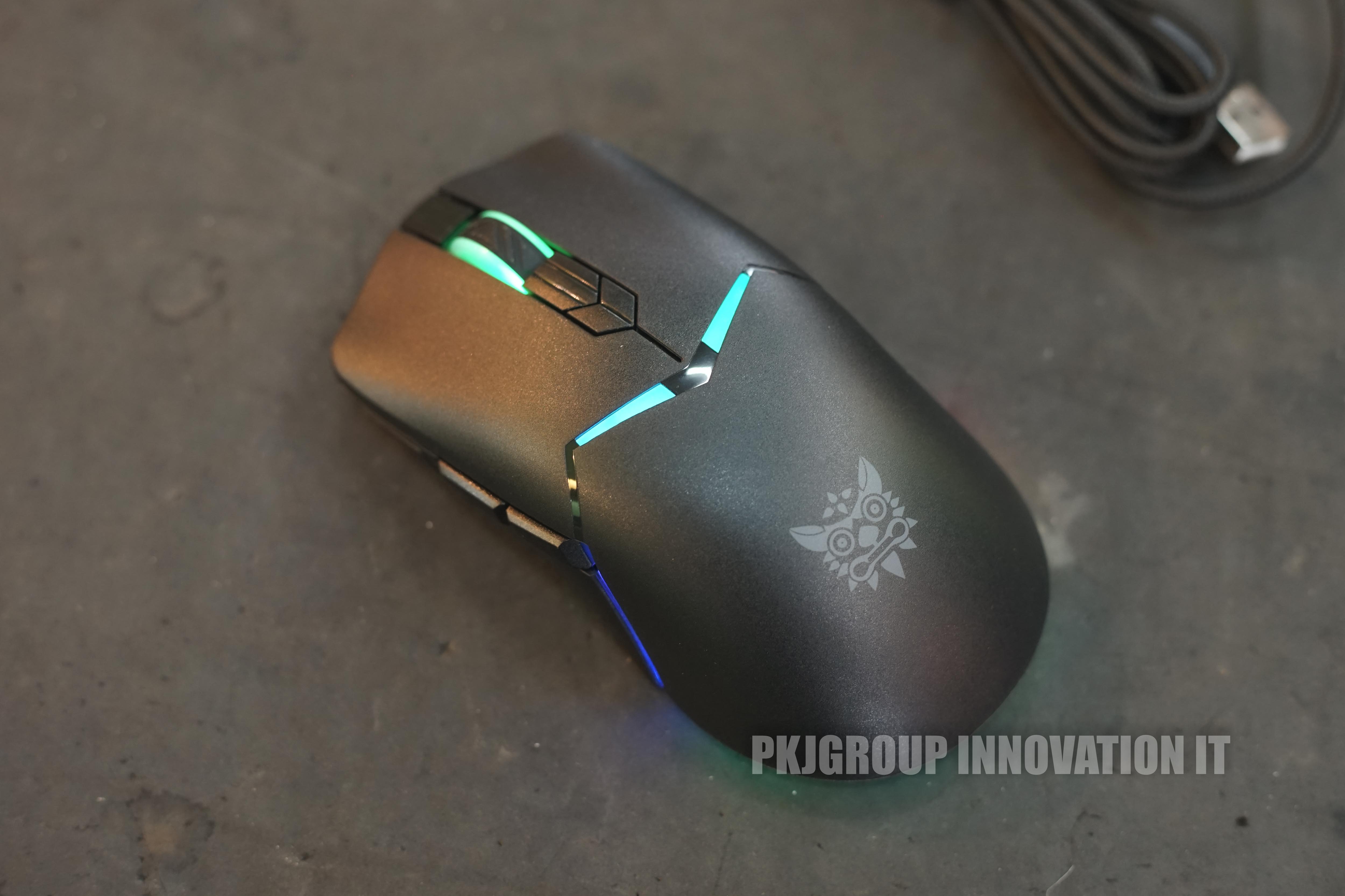 เมาส์เล่นเกมไร้สาย Onikuma Kitsu สีดำ Tri-Mode DPI 7 ระดับ RGB สามารถปรับได้