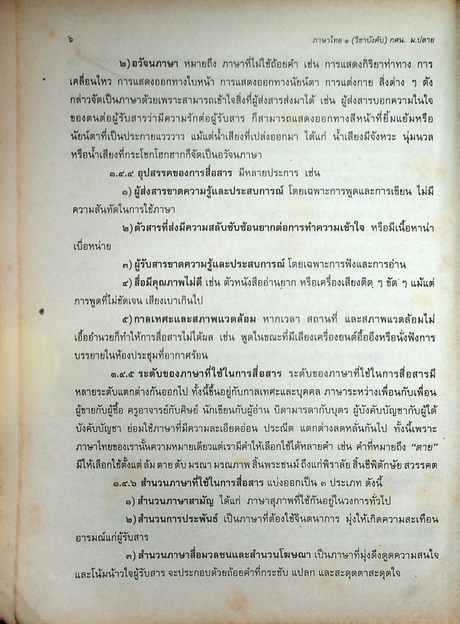 ภาษาไทย ๑ (วิชาบังคับ) ระดับมัธยมศึกษาตอนปลาย (กศน.)