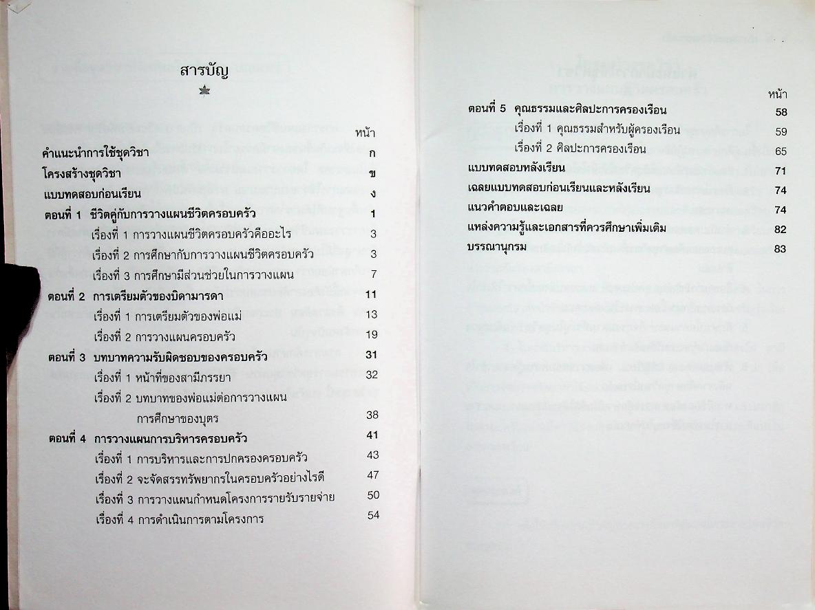 ชุดวิชา การวางแผนชีวิตครอบครัว หมวดครอบครัวศึกษา