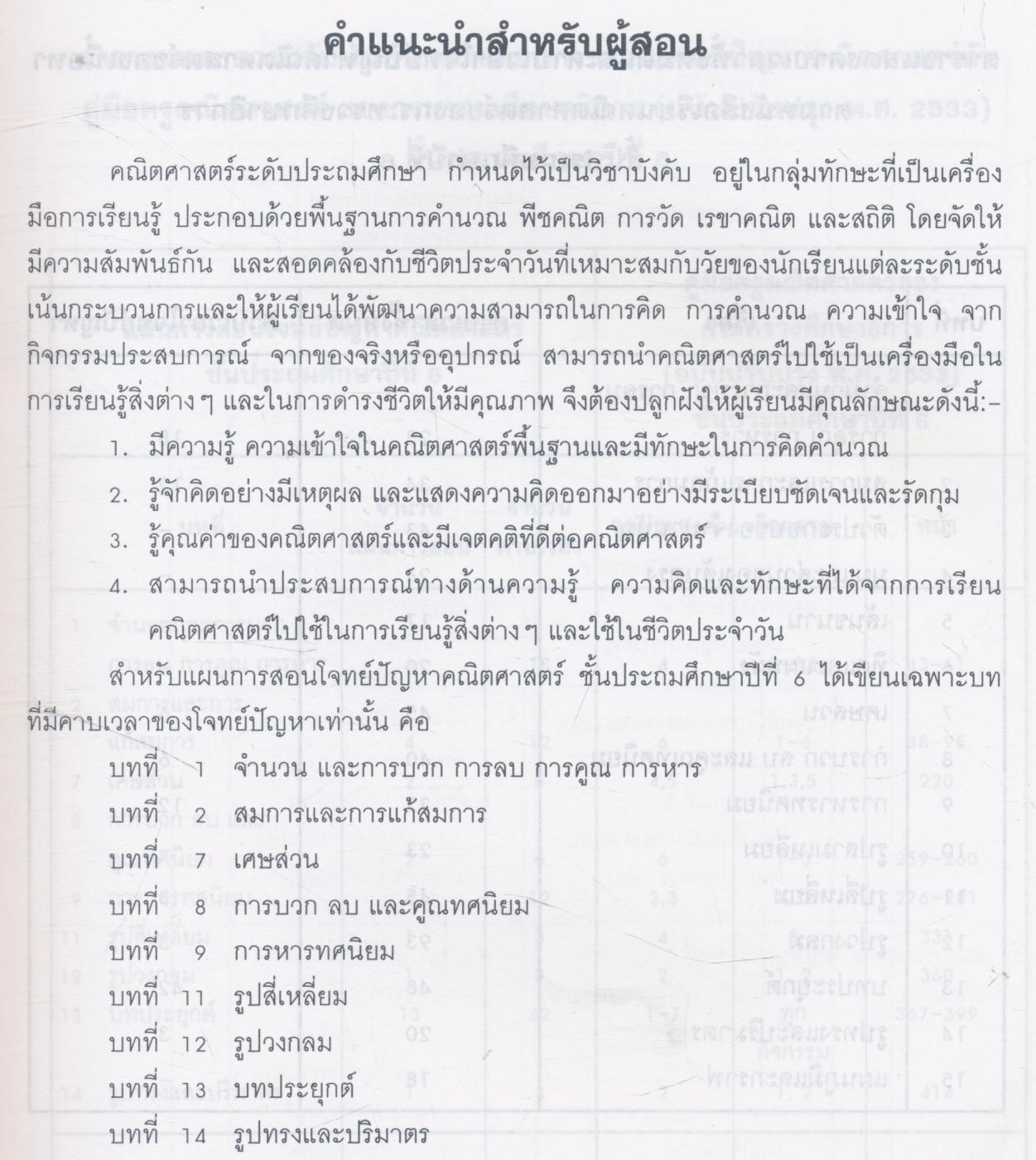 แผนการสอนโจทย์ปัญหาคณิตศาสตร์ ชั้นประถมศึกษาปีที่ ๖