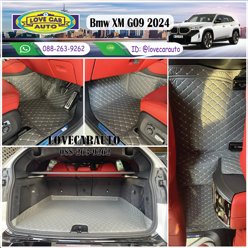 พรมปูพื้นรถยนต์ 6D Bmw XM G09 2024 สีเทาด้ายเทา