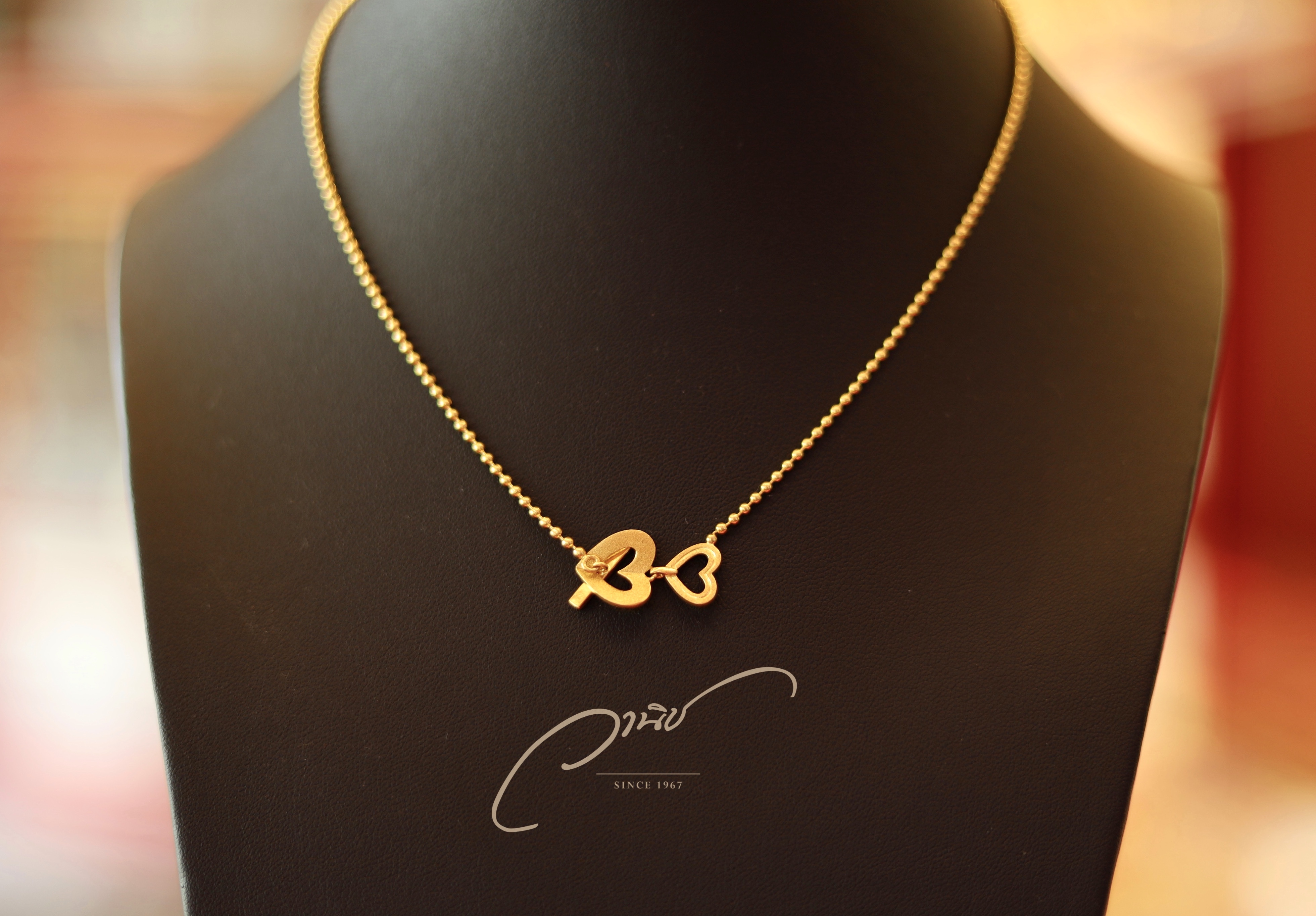 สร้อยคอทองคำ 96.5% ลายยินตันกลมพร้อมตัวล็อครูปหัวใจ💛