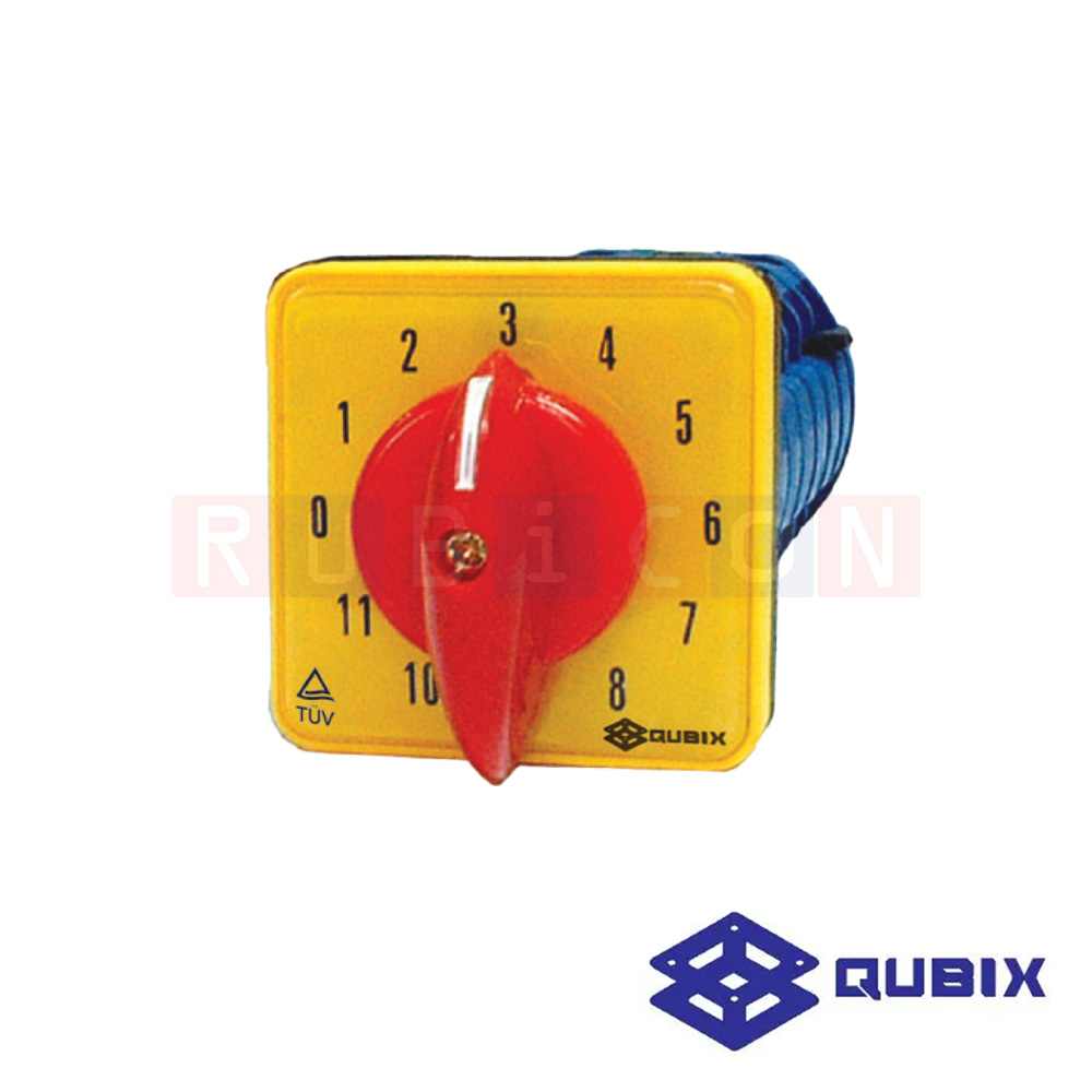 QUBIX SA16-12-6/61068-B03 สวิตช์มัลติสเต็ป แบบมีตำแหน่งปิด 1P 16A 3kW / 5.5kW ขนาด 48×48มม. (MULTI-STEP SWITCH WITH OFF 1POLE)