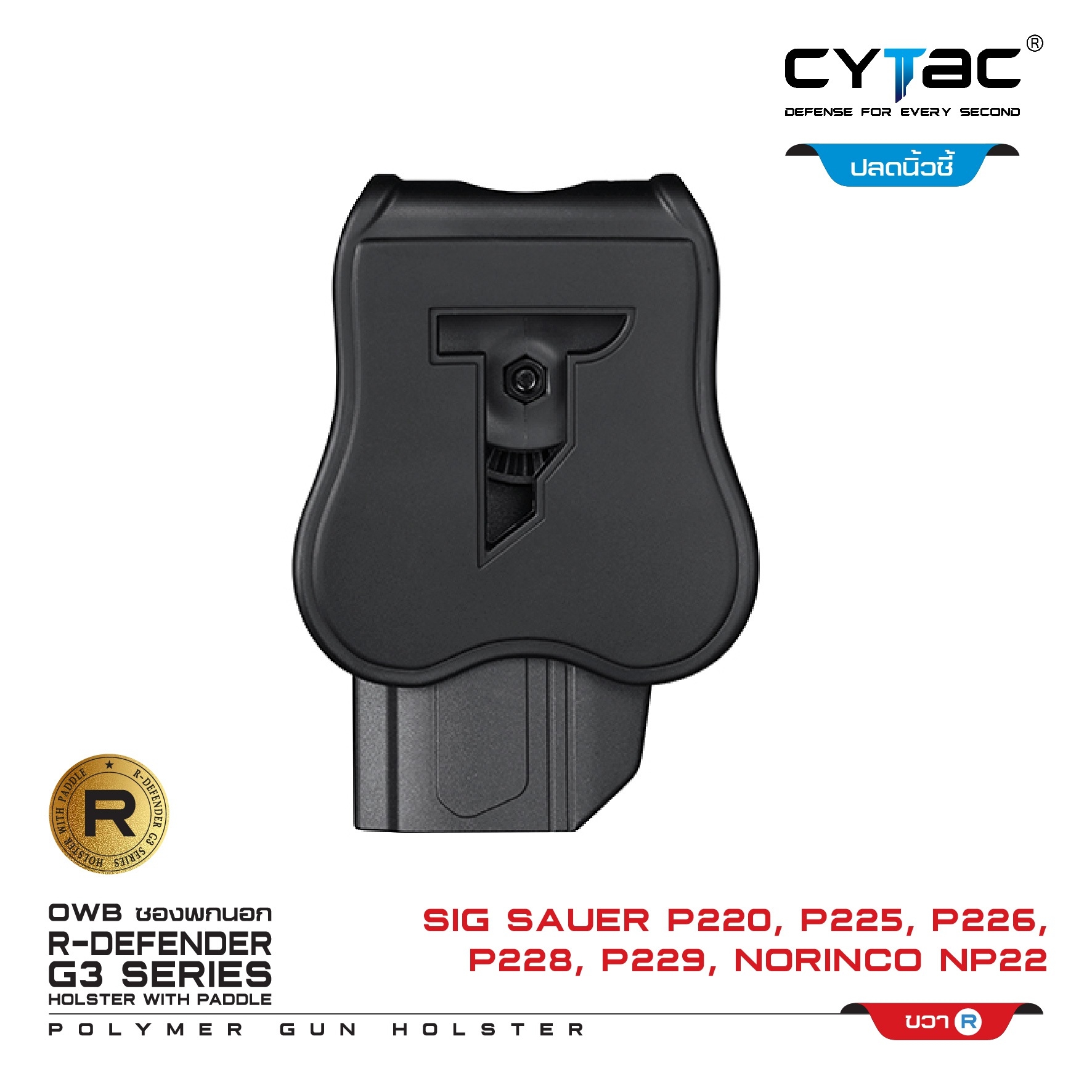 🇹🇭 662 ไทยแลนด์ แทคติคอล CYTAC ซองพกนอก ปลดล็อคนิ้วชี้ Sig Sauer P226, Nprinco NP22