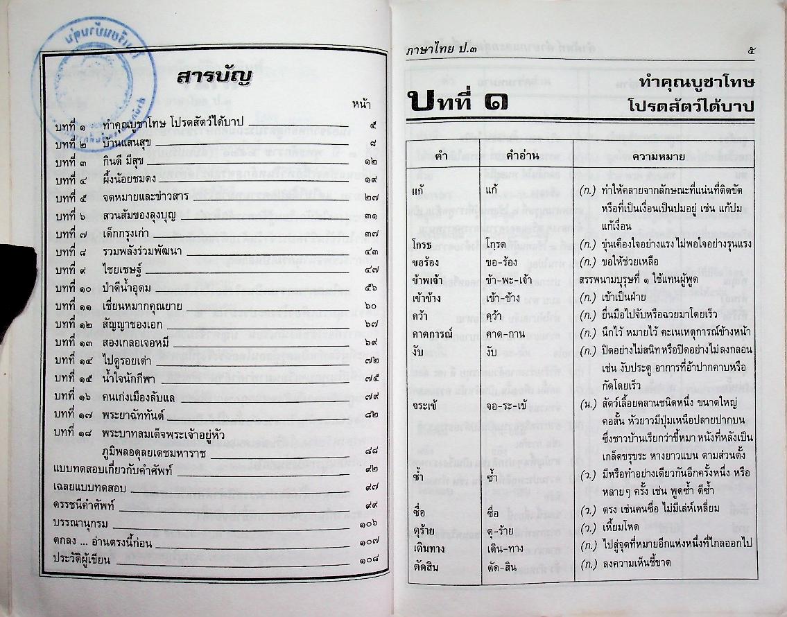 คำศัพท์ภาษาไทย ชั้น ป.๓