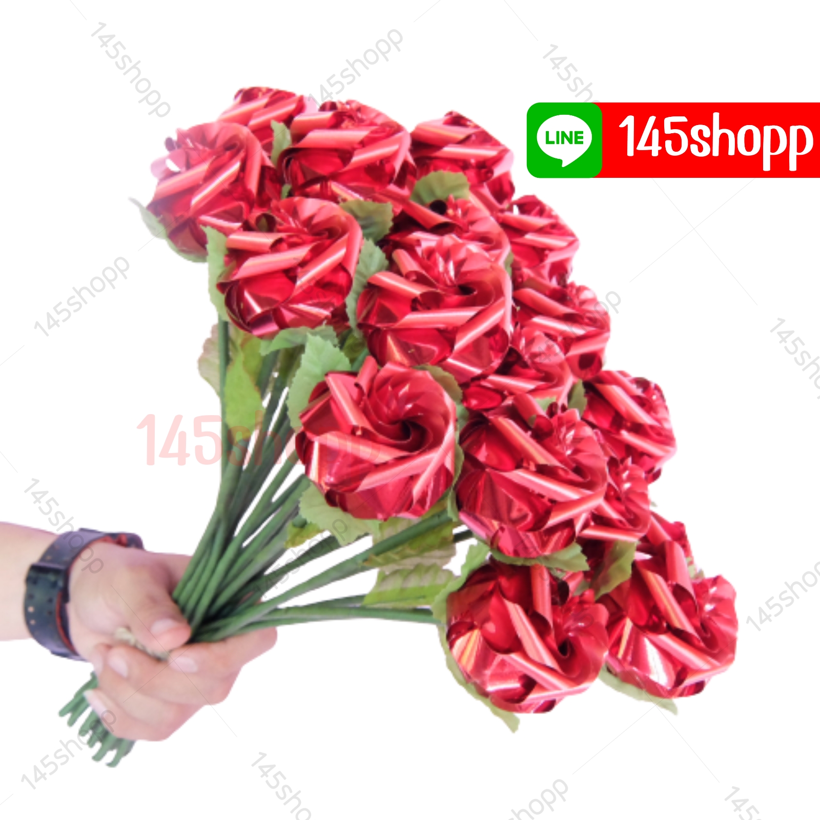 ดอกกุหลาบริบบิ้น ไฮกรอส สีแดง ปัจฉิม ของขวัญวันปัจฉิม ของปัจฉิม