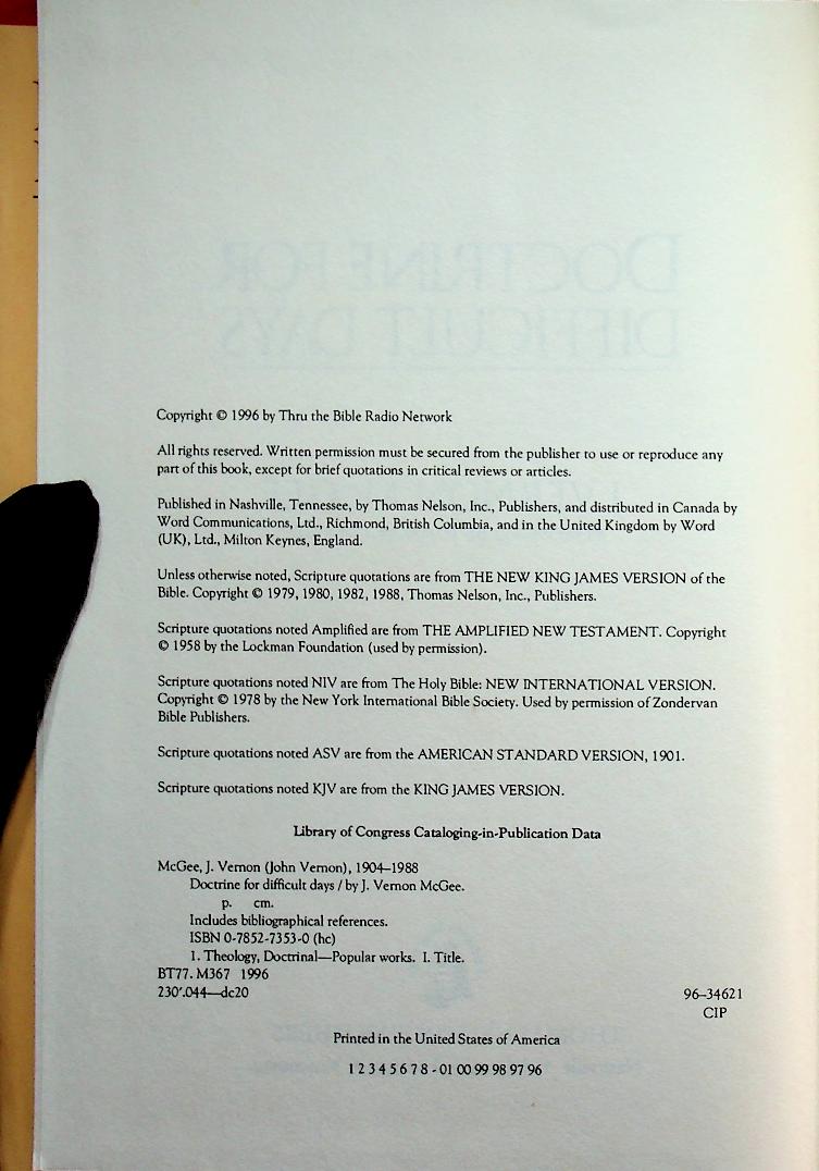 DOCTRINE FOR DIFFICULT DAYS