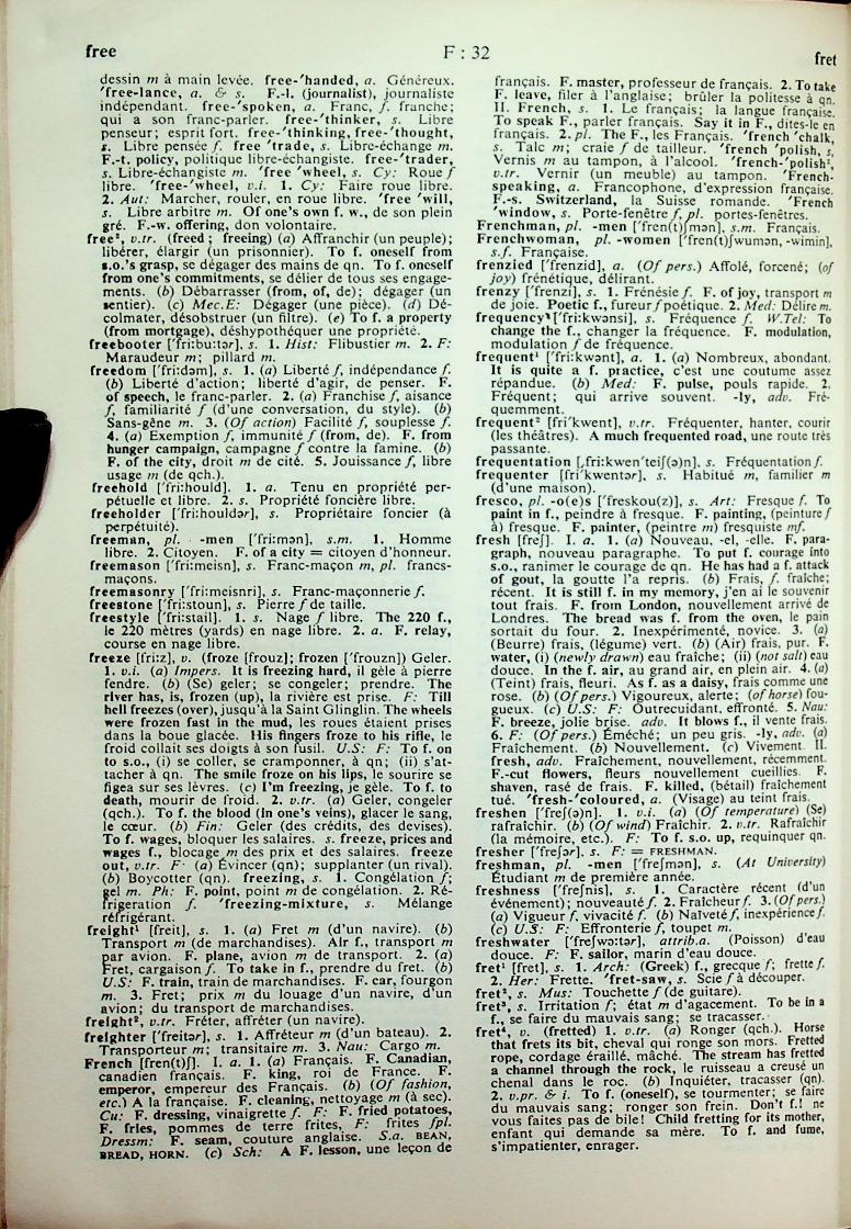 FRENCH AND ENGLISH DICTIONARY