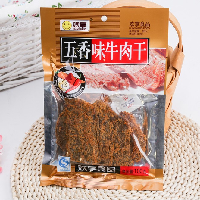 เนื้อแผ่นอบเค็มรสเผ็ด ตรา Huanxiang (100 g)