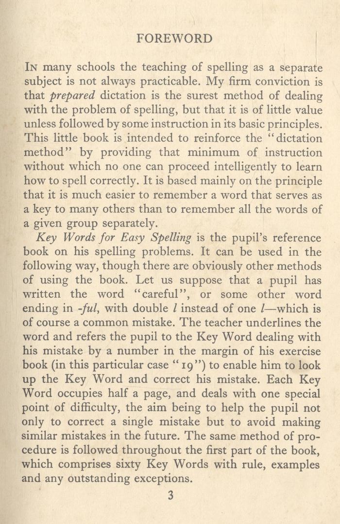 KEY WORDS FOR EASY SPELLING
