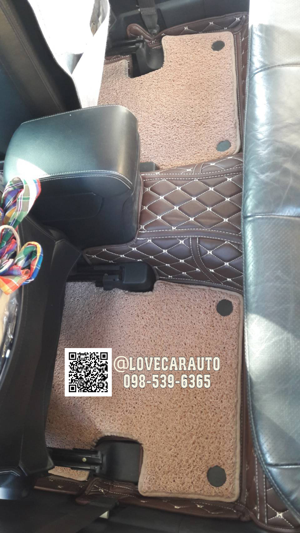 พรมปูพื้นรถยนต์ 7D Mitsubishi lancer EX กาแฟ+ไวนิลครีม