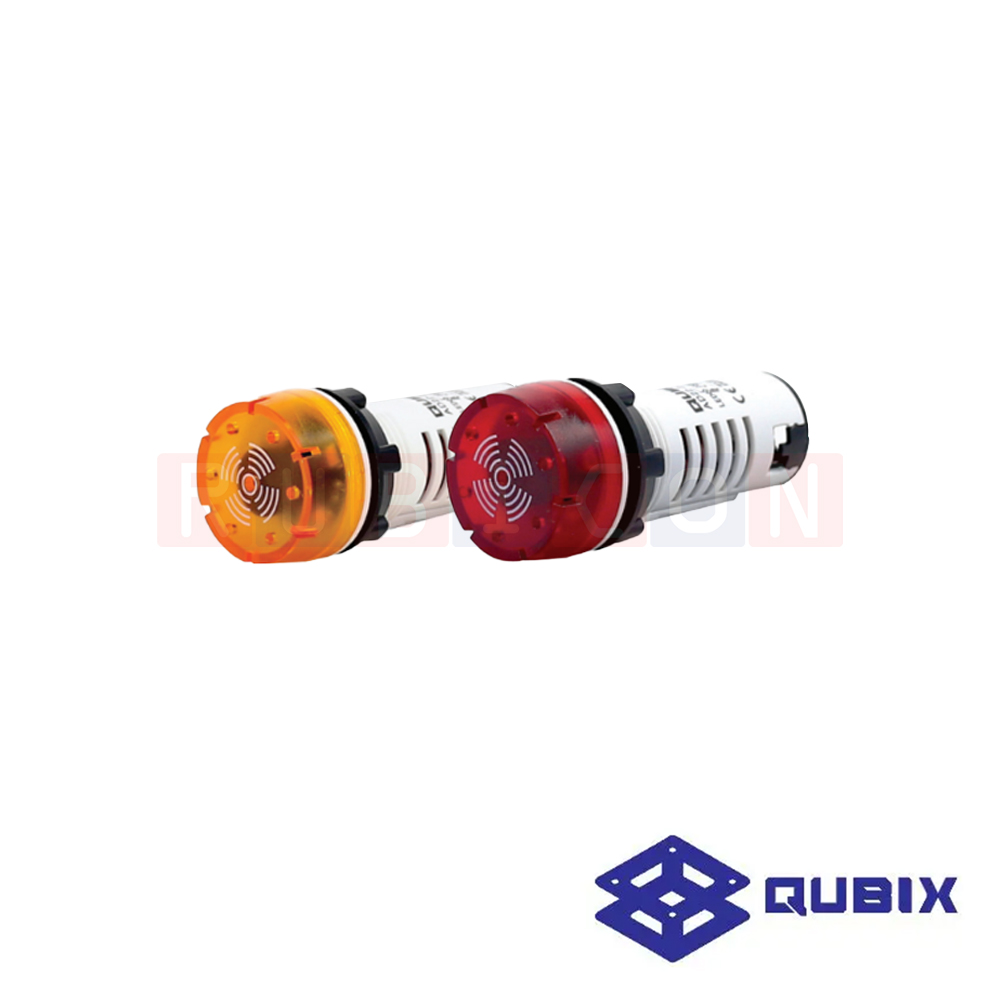 QUBIX AD22-22SM-R (24VAC/DC) ไพลอตแลมป์ ประเภทออดฝังไฟกระพริบ (DISCONTINUOUS SOUND BUZZER WITH FLASHING LIGHT) สีแดง (RED) 10 ชิ้น/กล่อง
