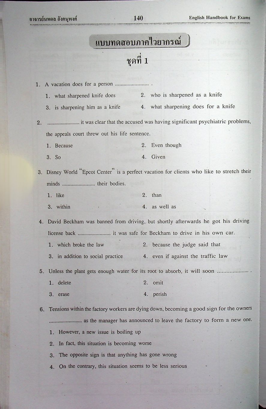 ENGLISH HANDBOOK FOR M.4-5-6 & EXAMS ภาษาอังกฤษฉบับเตรียมสอบช่วงชั้นที่ 4 (ม.4-5-6) เข้ามหาวิทยาลัย