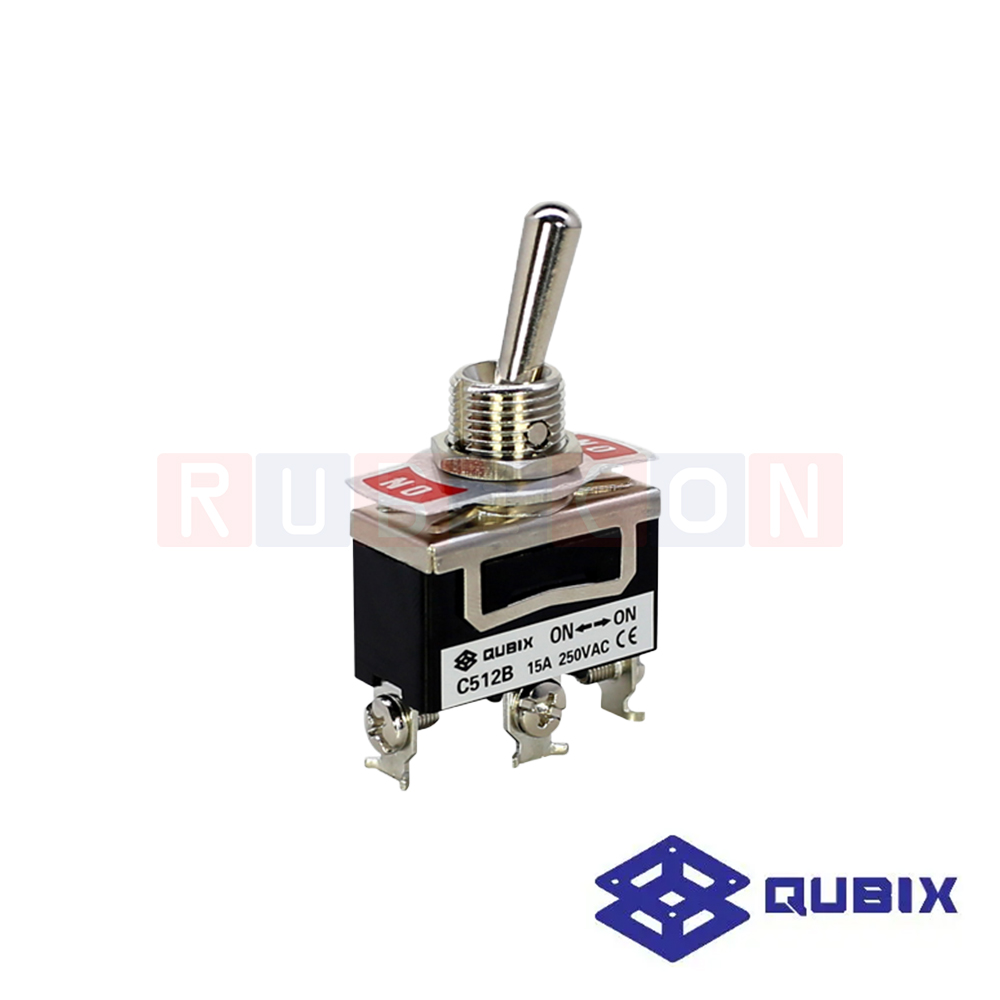 QUBIX C512B ท๊อกเกิ้ลสวิตช์ 1P 3 ขั้ว 15A / 250V (ON-ON Go-on ) Screw type (TOGGLE SWITCH)