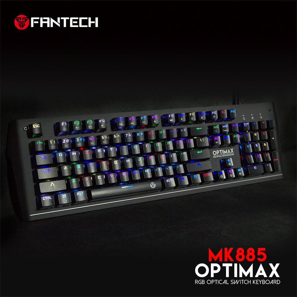 คีย์บอร์ดเกมส์ FANTECH OPTIMAX รุ่น MK885 RGB BLUE-SWITCH