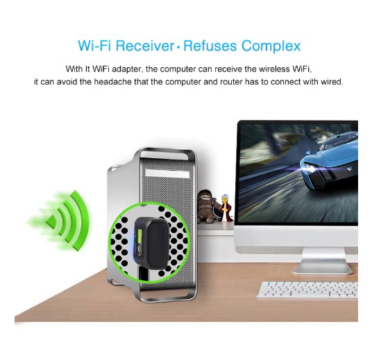 600 Mbps ตัวรับสัญญาณ WiFi USB Adapter ไม่ต้องติดตั้งไดร์เวอร์ Free Driver